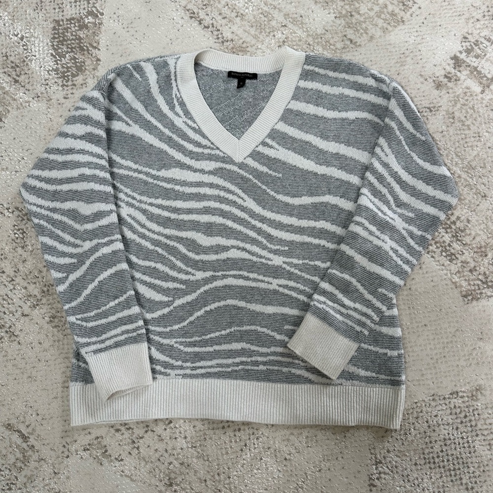 Gray and White Zebra Pattern Sweater